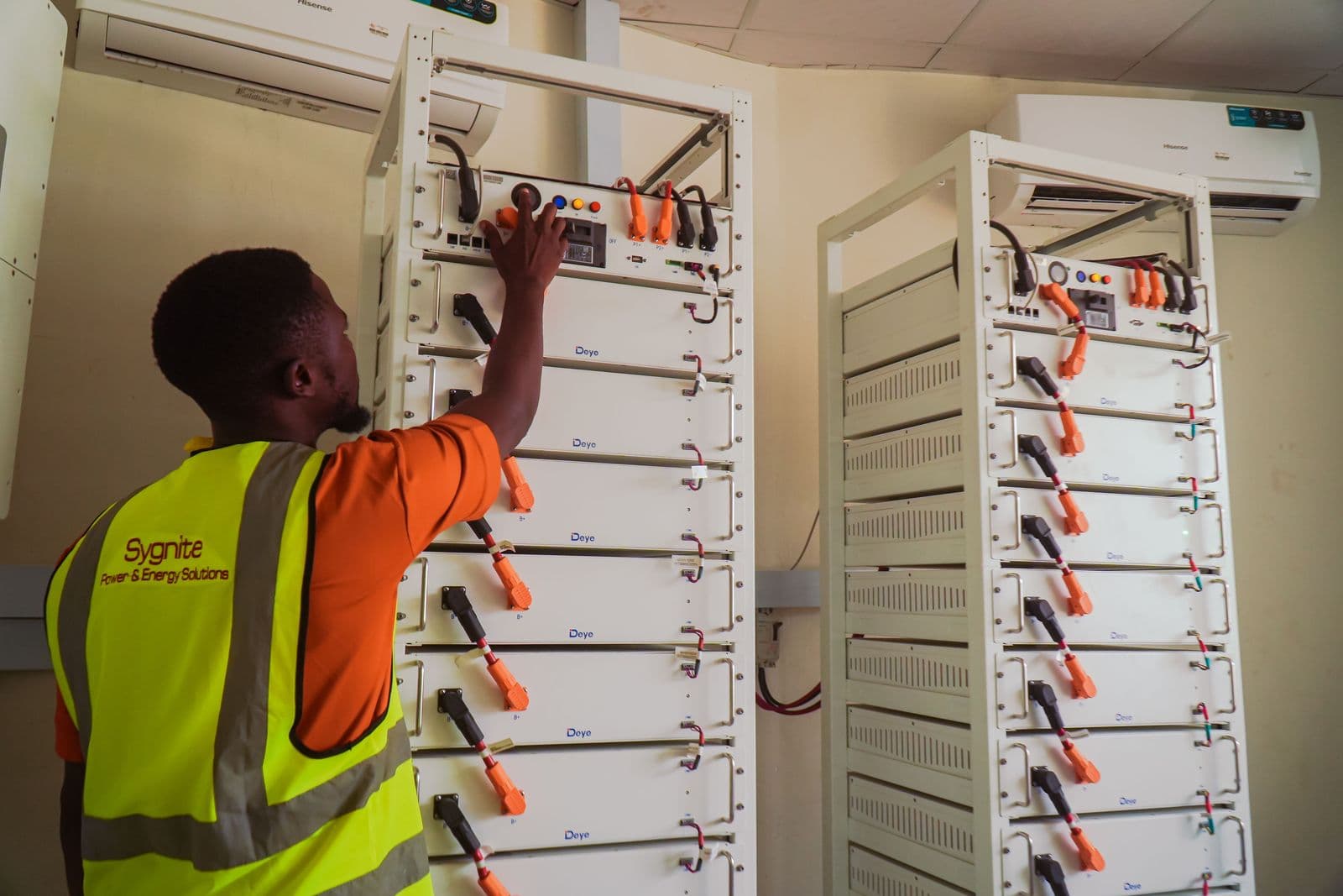 A Sygnite engineer commissioning a battery storage system